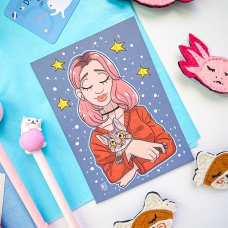 Листівка "Дівчина з котом", Any Silvery