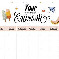 Шаблон Your Advanture Calendar для друку Шаблон Your Advanture Calendar для друку
